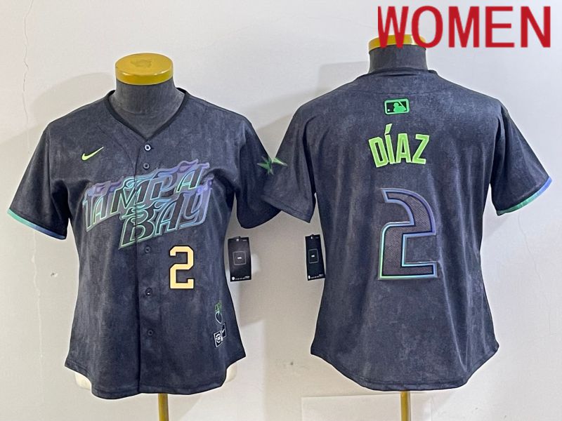 Women Tampa Bay Rays 2 Diaz Nike MLB Limited City Connect Black 2024 Jersey style 2